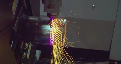 High precision machine processes a complex metal part with a laser. close-up. Stock Footage 242272650