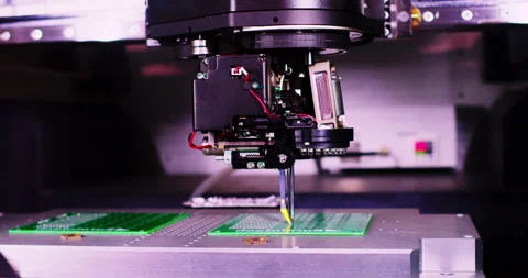 High-precision machine produces printed digital boards Stock Footage 307094242