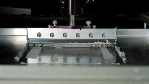 High precision stencil printer applying solder paste on printed circuit board Stock Footage 325433469