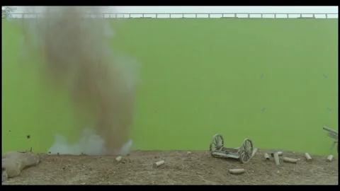 High Pressure Compact Fire Explosion VFX Overlay On Green Screen Stock Footage 335944720