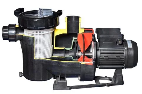 High pressure pump device with built-in coarse filter. Shown in section. Isol Stock Photos