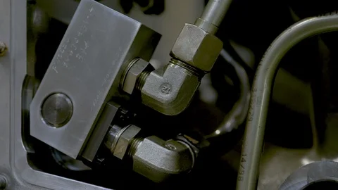 High pressure valves with moving light. Stock Footage 111778042