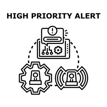 High priority alert concept managing system processes Stock Illustration