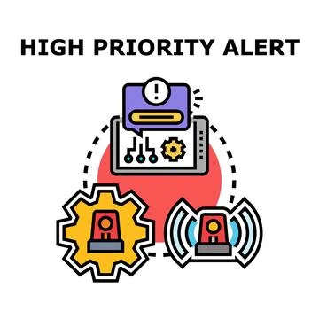 High priority alert concept managing system processes Stock Illustration