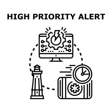 High priority alert system urgent incident notification 库存插图