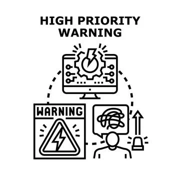 High priority warning system alert icon Stock Illustration