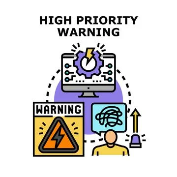 High priority warning system alert icon Stock Illustration