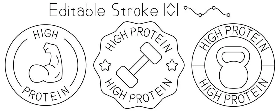 High protein badge vector. High protein label design. Fitness nutrition bad.. Stock Illustration