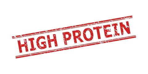 HIGH PROTEIN Stamp with Corroded Surface and Double Parallel Lines Stock Illustration