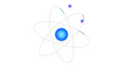 A high-quality 2D flat vector illustration of a quantum atom featuring a ce.. Видео 346202364