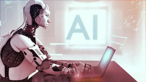 High quality 3D CGI profile shot of an Artificial Intelligence humaniod Stock Footage 244645275