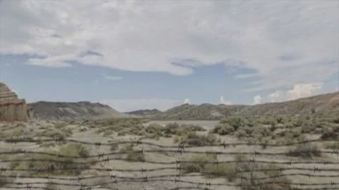 High quality 3D CGI reveal shot rising over a chainlink fence at the Area Stock Footage 262625677