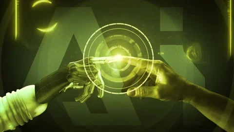 High quality 3D CGI of a robot arm reaching out and touching index Stock Footage 238883124