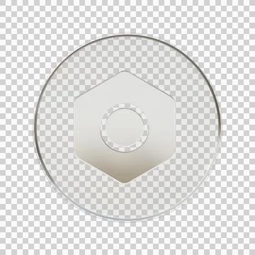 A high-quality 3D glassmorphic setting icon featuring a translucent, frosted イラスト素材