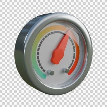 A high-quality 3D illustration of a pressure gauge Stock Illustration