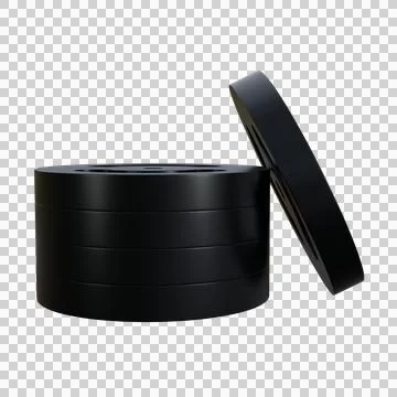 High-quality 3D illustration of a stack of black metal weight plates symbol.. Stock Illustration