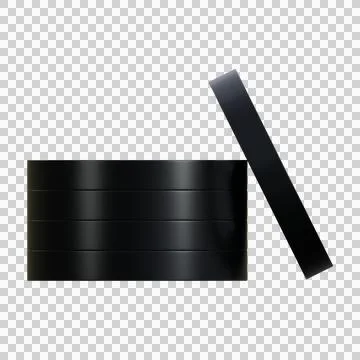 High-quality 3D illustration of a stack of black metal weight plates symbol.. Stock Illustration