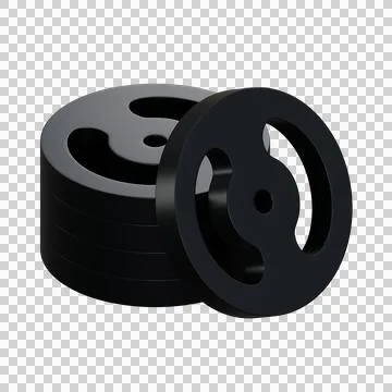 High-quality 3D illustration of a stack of black metal weight plates symbol.. Stock Illustration