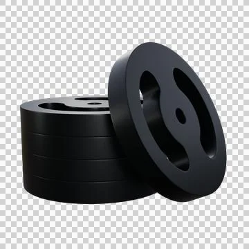 High-quality 3D illustration of a stack of black metal weight plates symbol.. Stock Illustration