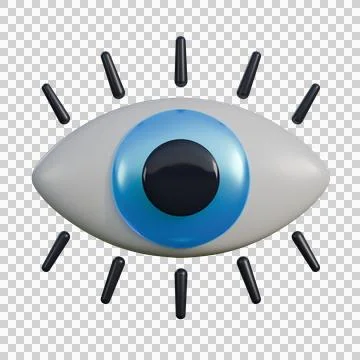 A high-quality 3D render of an eye with a bright blue iris Stock Illustration