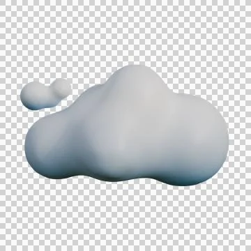A high-quality 3D render of a white and blue cloud floating in a clear, sof.. Illustration