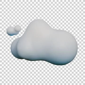A high-quality 3D render of a white and blue cloud floating in a clear, sof.. Illustration