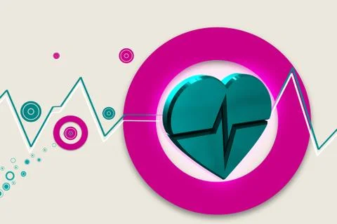 High quality 3d rendering of heart ECG in color background Stock-Illustration