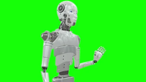 High-quality 3D robot pressing a button animation on a green screen Stock Footage 285361350