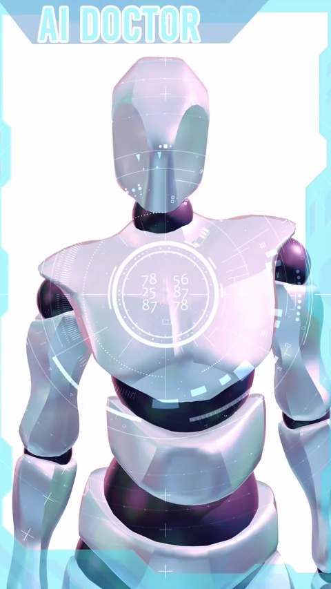 This high-quality 3D scientific visualization presents a realistic AI Doctor Stock-Footage 331983926