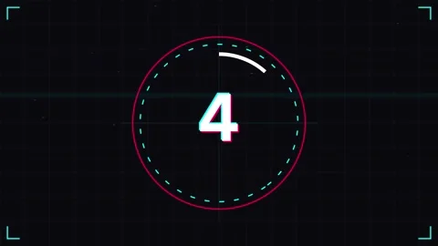High-quality 5 second countdown neon animation featuring a digital interface Stock Footage 345624123
