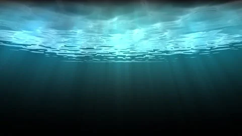 High-quality animation of ocean waves from under the water. Rays of light Stock Footage 117313184