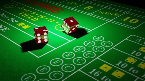 High Quality Animation of Red dices falling on casino table 4K UHD 60FPS Stock Footage 128639398