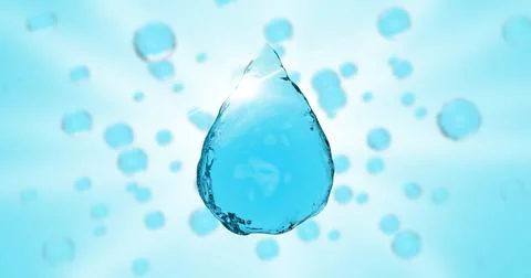 High quality Aqua banner. Close-up of a transparent liquid element.3d rendering Stock Illustration