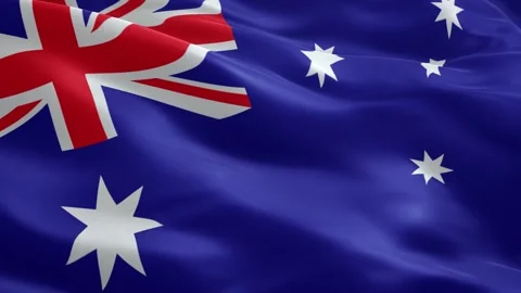 High Quality Australian Flag Waving Seamlessly in Wind With Realistic Fabri.. Stock Footage 334627855