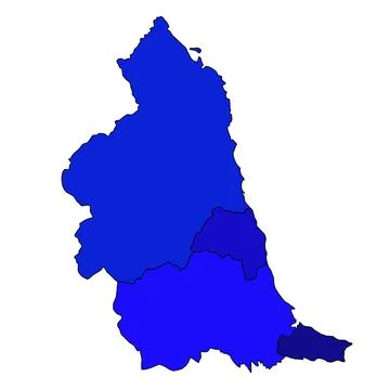 High Quality blue map of North East England is a region of England, with bo.. Stock Illustration