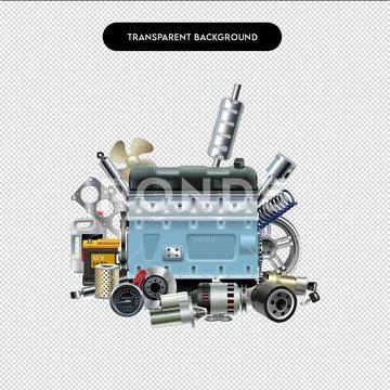 High-Quality Car Engine PNG – Isolated Transparent Engine Image for Automotive PSD Template