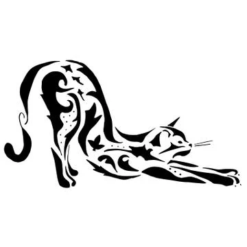 High quality cat tattoo Stock Illustration
