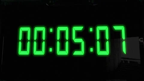 High quality CGI render of a digital countdown timer on a wall-mounted Stock Footage 248429191
