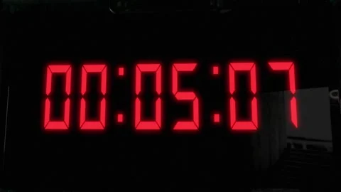 High quality CGI render of a digital countdown timer on a wall-mounted Stock Footage 248429226