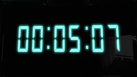 High quality CGI render of a digital countdown timer on a wall-mounted Stock Footage 248429701