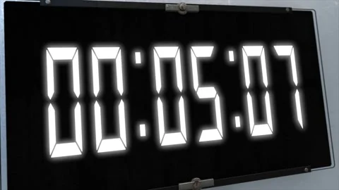 High quality CGI render of a digital countdown timer on a wall-mounted Stock Footage 249144842