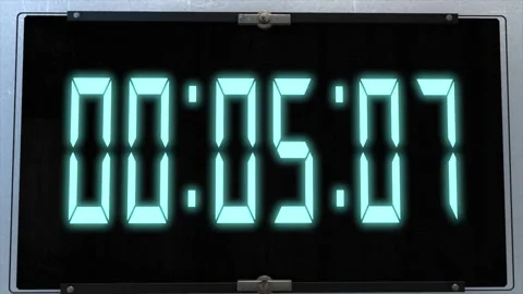 High quality CGI render of a digital countdown timer on a wall-mounted Stock Footage 249145325