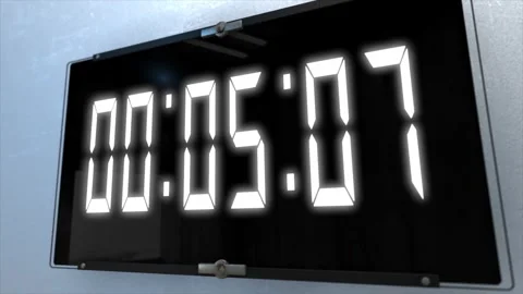High quality CGI render of a digital countdown timer on a wall-mounted Stock Footage 249146340