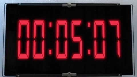 High quality CGI render of a digital countdown timer on a wall-mounted Stock Footage 249147138
