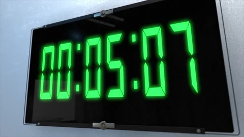 High quality CGI render of a digital countdown timer on a wall-mounted Stock Footage 249147153