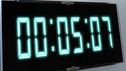 High quality CGI render of a digital countdown timer on a wall-mounted Stock Footage 249147193