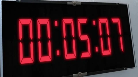 High quality CGI render of a digital countdown timer on a wall-mounted Stock Footage 249147235