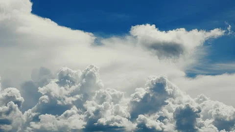 High quality cinematic 4k 12bit footage. Blue sky white clouds. Cumulus angelic Stock Footage 132351267