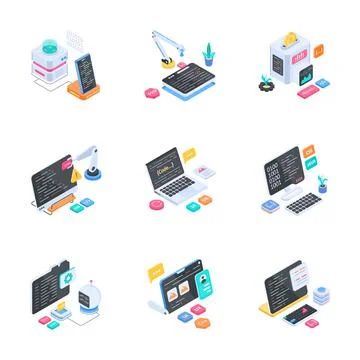 A high quality collection of online programming, data processing, and user Stock Illustration