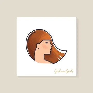 High quality color vector illustration of a woman in profile with laterings. Stock Illustration